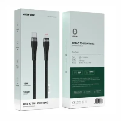 کابل شارژ تایپ سی به لایتنینگ 1 متر گرین لاین Green Lion Braided Cable GNBRUSCLGBK 2