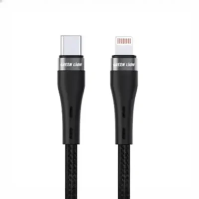 کابل شارژ تایپ سی به لایتنینگ 1 متر گرین لاین Green Lion Braided Cable GNBRUSCLGBK