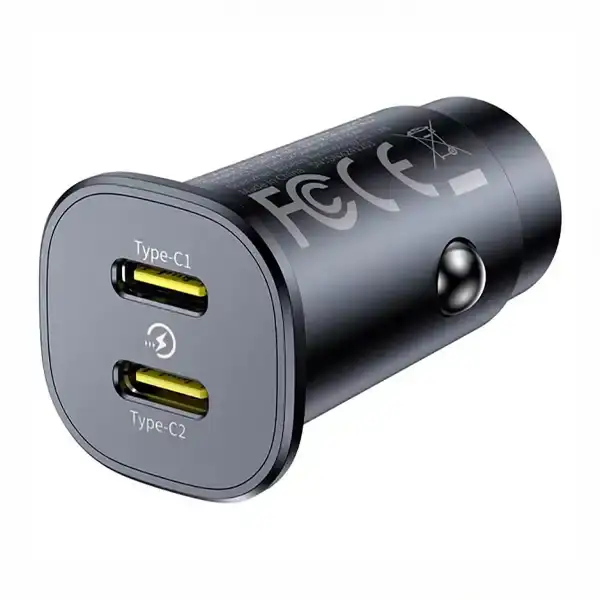 شارژر فندکی دو پورت تایپ سی 30 وات بیسوس Baseus GoTrip DP1 Car Charger BS-C15C2