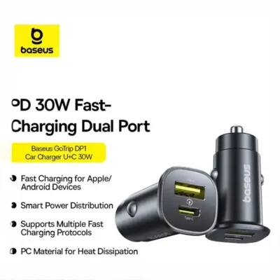 شارژر فندکی دو پورت 30 وات بیسوس Baseus GoTrip DP1 Car Charger BS-C15C1 2