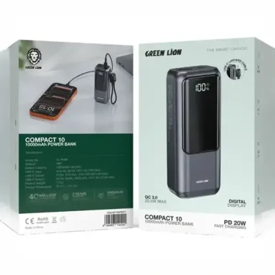 پاوربانک 22.5 وات 10000 گرین لاین Green Lion Compact 10 Power Bank GNCOP10KPBGY 3