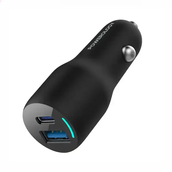 شارژر فندکی 2 پورت 35 وات پاورولوژی Powerology LED Dual Ports Car Charger PCCSR012