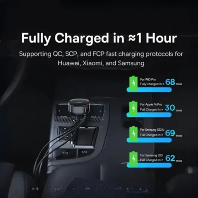 شارژ فندکی 60 وات با کابل جمع شونده بیسوس Baseus Enjoyment Pro Car Charger C0203100 11