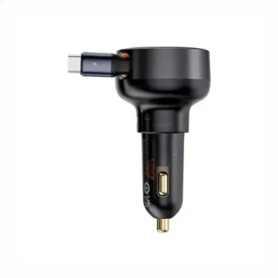 شارژ فندکی 60 وات با کابل جمع شونده بیسوس Baseus Enjoyment Pro Car Charger C0203100 12