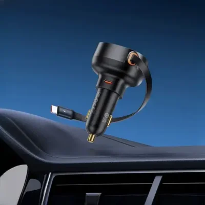 شارژ فندکی 60 وات با کابل جمع شونده بیسوس Baseus Enjoyment Pro Car Charger C0203100 4