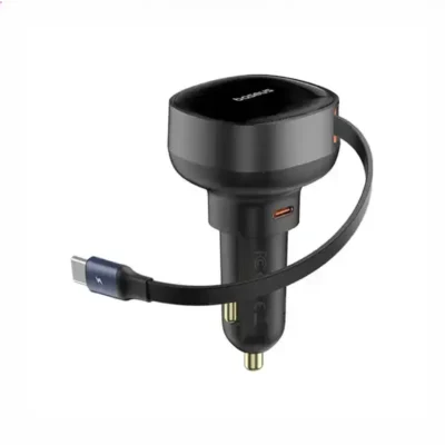 شارژ فندکی 60 وات با کابل جمع شونده بیسوس Baseus Enjoyment Pro Car Charger C0203100