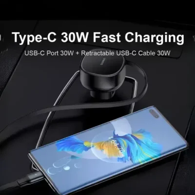 شارژ فندکی 60 وات با کابل جمع شونده بیسوس Baseus Enjoyment Pro Car Charger C0203100 7