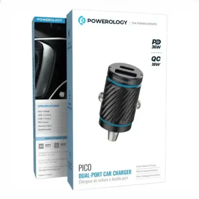 شارژر فندکی 36 وات دو پورت پاورلوژی Powerology Pico Dual-Port Car Charger PCCSR023BK 3