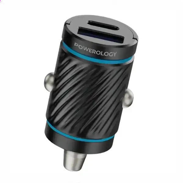 شارژر فندکی 36 وات دو پورت پاورلوژی Powerology Pico Dual-Port Car Charger PCCSR023BK
