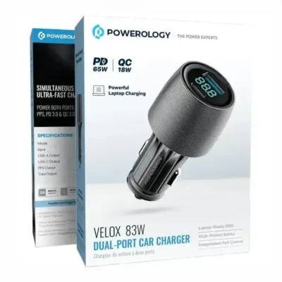 شارژر فندکی 2 پورت 83 وات با کابل همراه پاورولوژی Powerology Velox 83W Dual-Port Car Charger PCCSR020C 4
