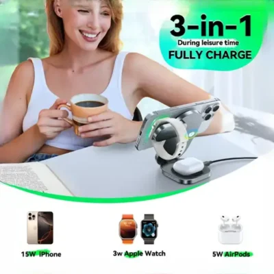 هولدر و شارژر وایرلس جویروم JR-W17 3-in-1 Wireless Charger 4