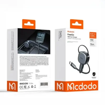 شارژر فندکی 75 وات با کابل جمع شونده مک دودو Mcdodo FreeGo Car Charger CC-1560 7