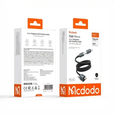 کابل شارژ سریع چند منظوره مغناطیسی جمع‌شونده MCDODO CA-992 با توان 60 وات 4