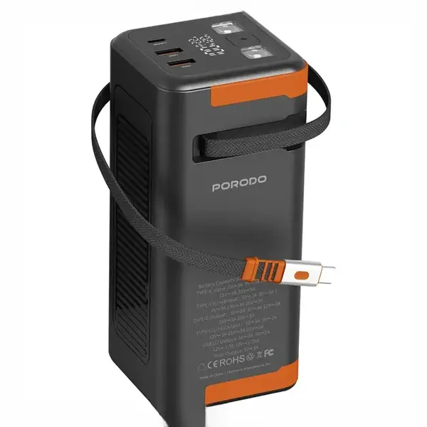 پاوربانک 50000 پرودو با کابل جمع شونده Porodo Power Boost PDPBFCH093BK