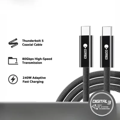 کابل دو سر تایپ سی تاندربولت کوتسی Coteci Thunderbolt Coaxial Cable 2.0m OF-065 3