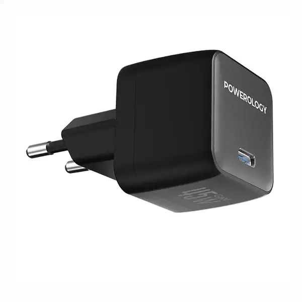 آداپتور شارژ 45W پاورولوژی با کابل تایپ سی Powerology QX 45W GaN Adapter PWCUQC056