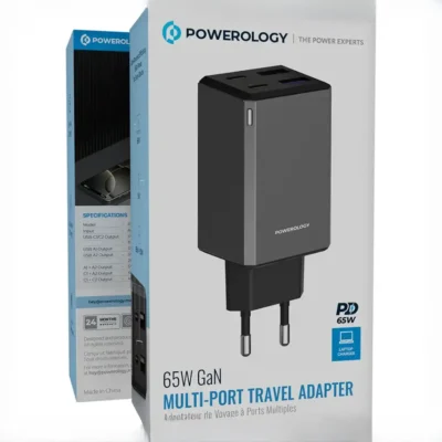 آداپتور شارژ چند پورتی 65W پاورولوژی Powerology 65W GaN Multi-Port Adapter PWCUQC064 2