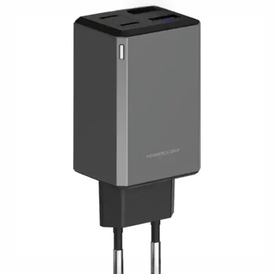 آداپتور شارژ چند پورتی 65W پاورولوژی Powerology 65W GaN Multi-Port Adapter PWCUQC064