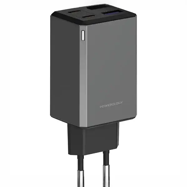آداپتور شارژ چند پورتی 65W پاورولوژی Powerology 65W GaN Multi-Port Adapter PWCUQC064