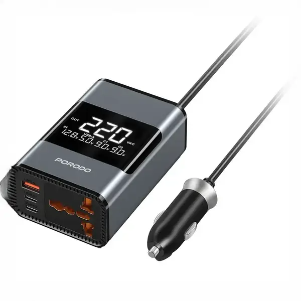 اینورتر برق خودرو پرودو Porodo 200W Car Inverter Universal Plug PDFWCH067GY