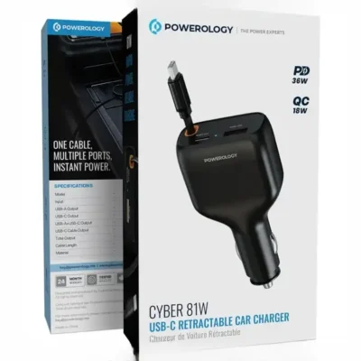 شارژر فندکی 81وات پاورولوژی Powerology Cyber Car Charger PCCSR027BK 2