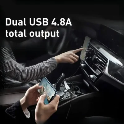 شارژر فندکی بیسوس Baseus Grain Pro Car Charger CCXML-U CCALLP-01 Dual USB 4.8A 2
