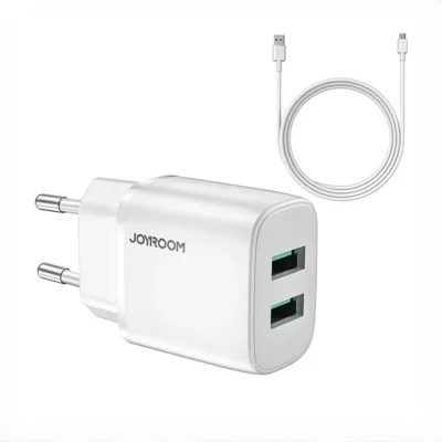 آداپتور شارژ دو پورت همراه با کابل جویروم JOYROOM Mini Fast Charger Dual Ports L-2A123