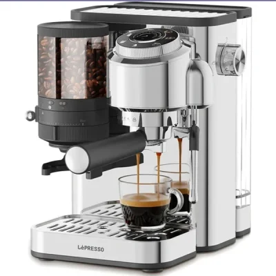 دستگاه قهوه ساز با آسیاب قهوه لپرسو LEPRESSO Ilburrone 20 BAR COFFEE MACHIN ELPCFFBP0042SL 3