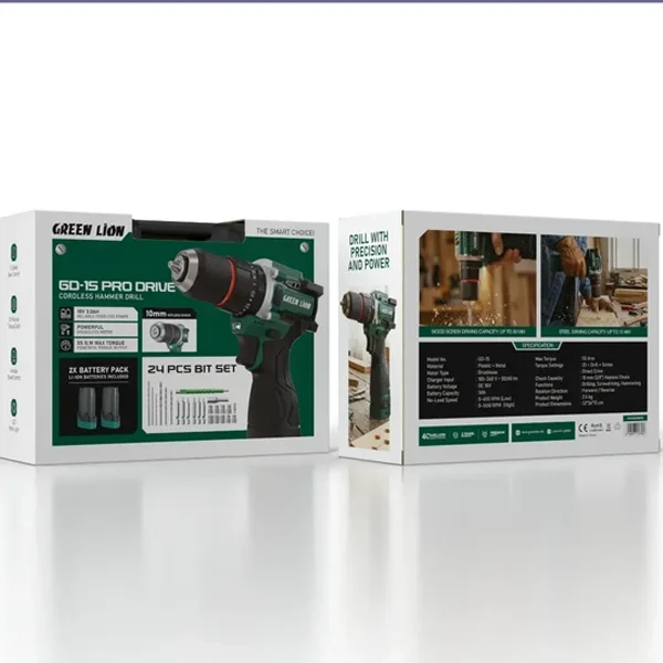دریل چکشی شارژی گرین لاین Green Lion GD-15 Hammer Drill GNGD15D18V