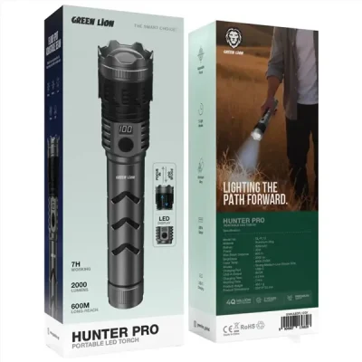 چراغ قوه گرین لاین Green Lion Hunter PRO Portable GNHULEDFL12 3