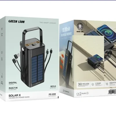 پاوربانک خورشیدی گرین لاین GREEN LION SOLAR X 100000MAH POWER BANK GNSOLXPB100BK 3