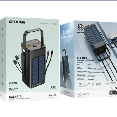 پاوربانک خورشیدی گرین لاین GREEN LION SOLAR X 80000MAH POWER BANK GNSOLXPB80BK 3