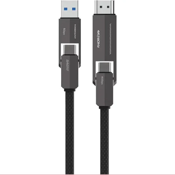کابل شارژ و انتقال داده 4در1 پاورولوژی POWEROLOGY 4 IN 1 C & C TO HDMI PCAB034BK