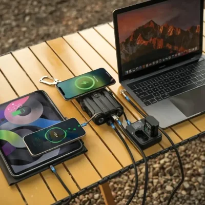 پاوربانک خورشیدی 20وات 20000 پاورولوژیPowerology Helio Lux MagSafe Solar Power Bank PPBCHAW53BK 4