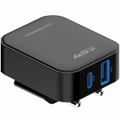 شارژر دیواری پاورولوژی Powerology Crab Foldable EU GaN Charger PWCUQC066BK 3