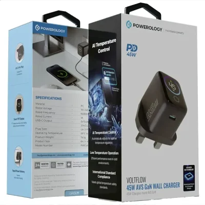 آداپتور شارژ 45 وات پاورولوژی Powerology VoltFLow 45W Type-C Adaptor PWCUQC069 4