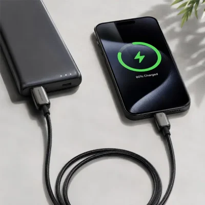 کابل شارژ 60W دوسر تایپ سی پاورولوژی Powerology USB-C To USB-C Charging Cable PWDC60D 3