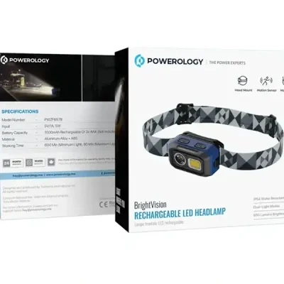 چراغ پیشانی شارژی پاورولوژی Powerology BrightVision Headlamp PWZF6578BK 5