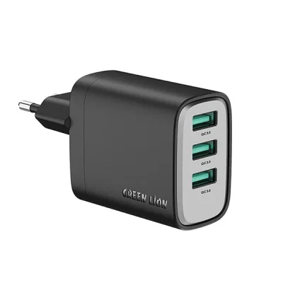 شارژر دیواری سوپرا ۲۴ وات گرین لاین Green Lion GN3USB24EUBK