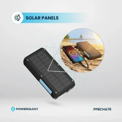 پاوربانک خورشیدی 20000 با کابل متصل پاورولوژی PPBCHA76 5