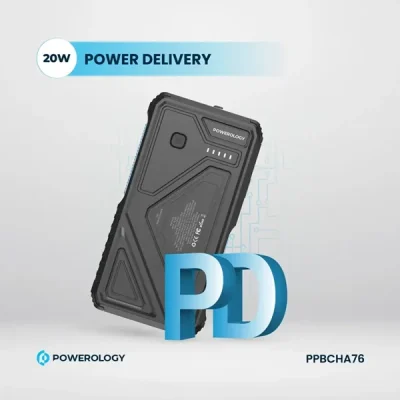 پاوربانک خورشیدی 20000 با کابل متصل پاورولوژی PPBCHA76 2